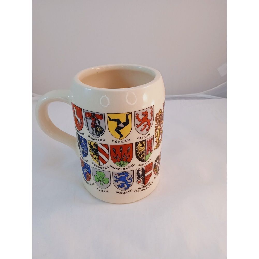 VTG Ceramarte‎ Bayern 20oz Ceramic Beer Stein 27 German Coat of Arms/Crests 1987